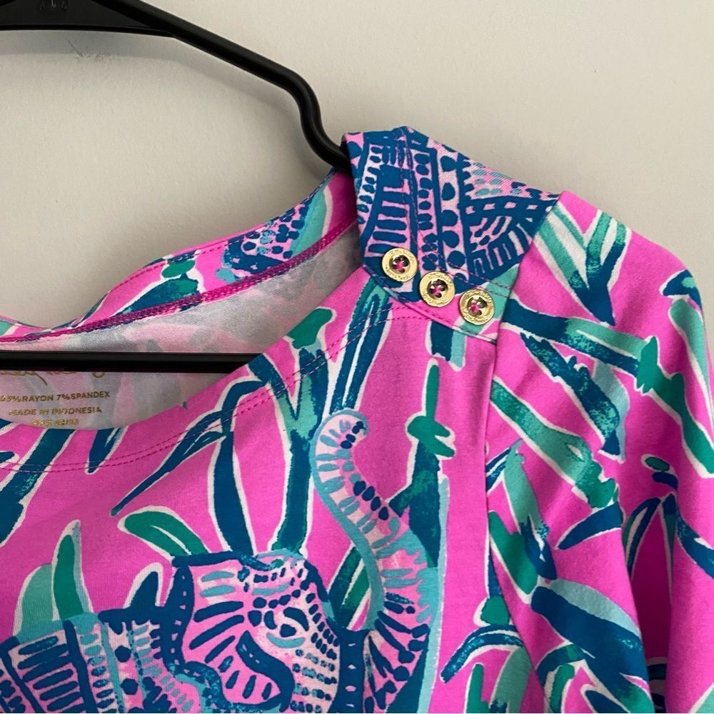 Lilly Pulitzer Sophie Dress UPF 50+ Mandevilla Extra Lucky Elephant - Picture 3 of 7